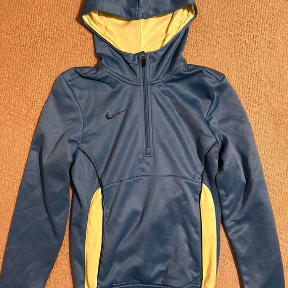 Nike quarter zip hoodie dri fit sweatshirt size XS blue yellow black - Picture 5 of 7